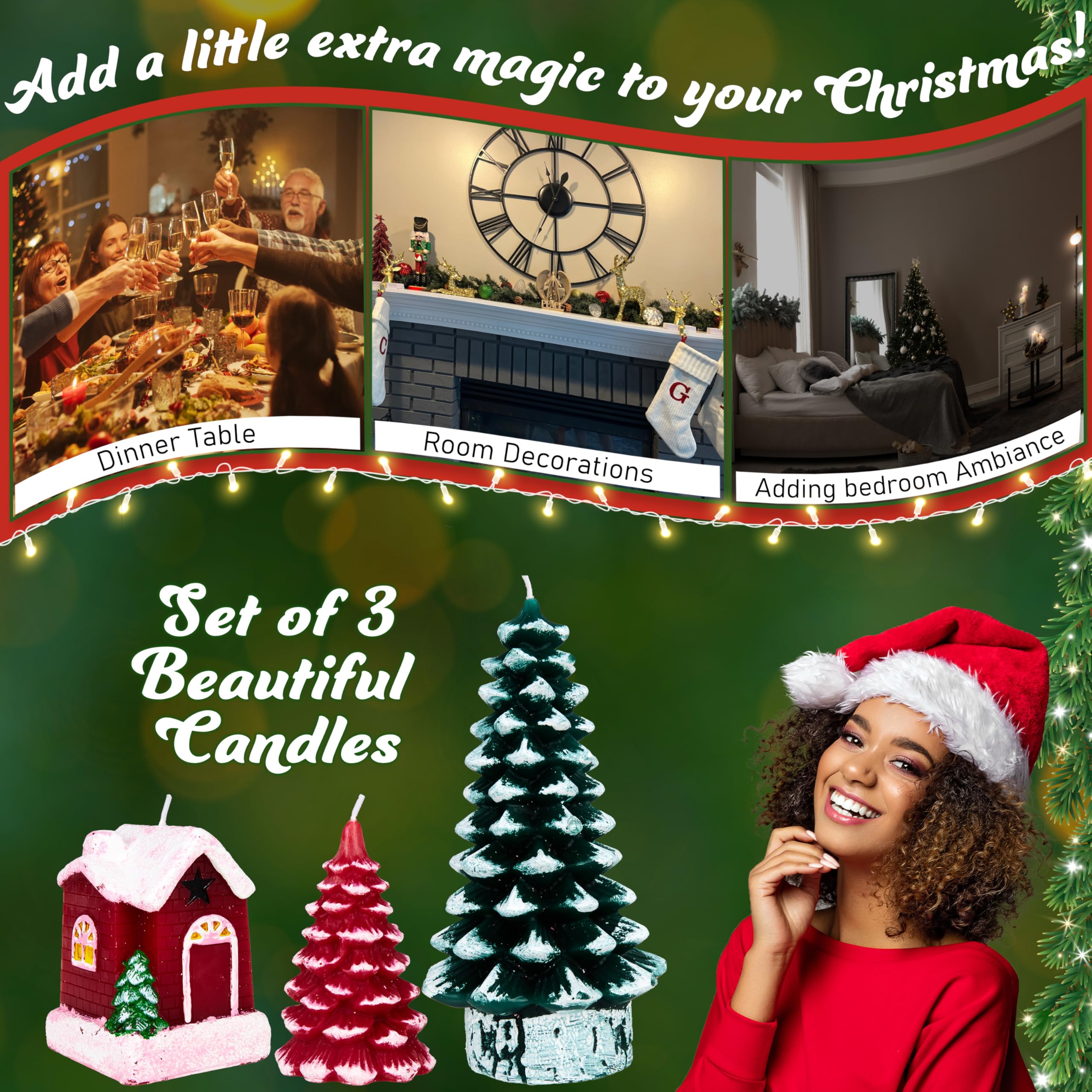 Eldnacele Candele Per Albero Di Natale Con Timer Da 6 Ore, Set Da 2 Candele Senz