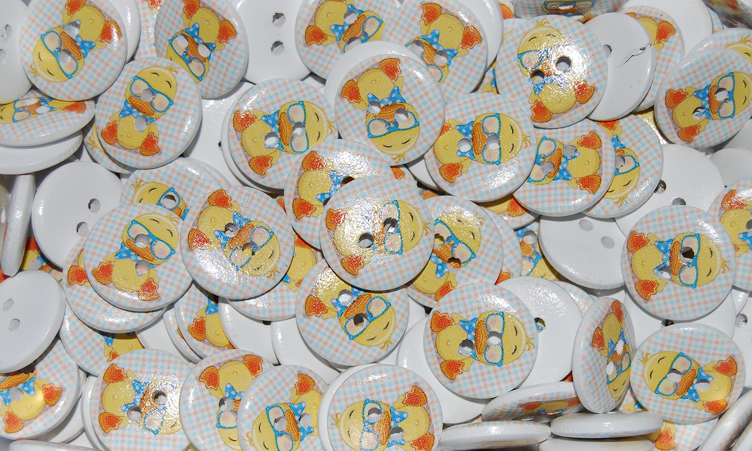 celloexpress Wooden Buttons Children's Printed Buttons - Decorative Prints 20mm - for Sewing and Crafting (Duck - 20mm, Pack of 100) — image 1