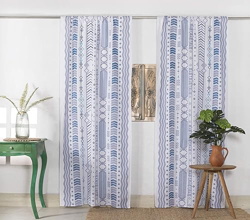 Popular Handicrafts India Hippie Bohemia Hermosa Impreso Ventana Puerta Transparente Paneles De Cortina Azul