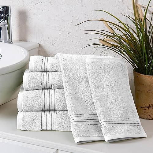 Miniatura 10 de Elegant Comfort Juego de 6 toallas de algodón de alta calidad, incluye 2 toallas faciales, 2 toallas de mano y 2 toallas de baño, 100% algodón