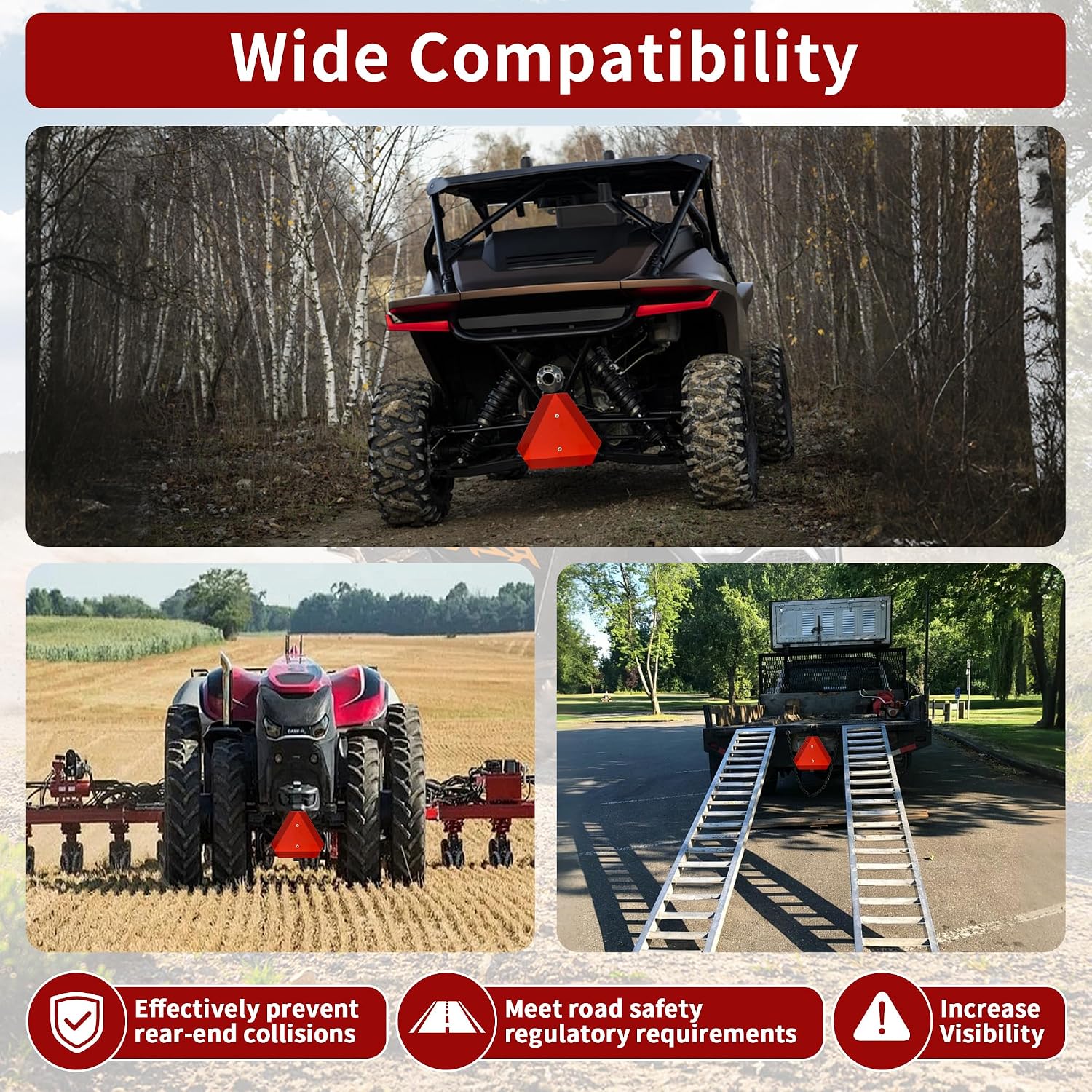 Slow‑Moving Sign Holder for UTVs, SMV Sign Bracket Kit with Hitch Tightener