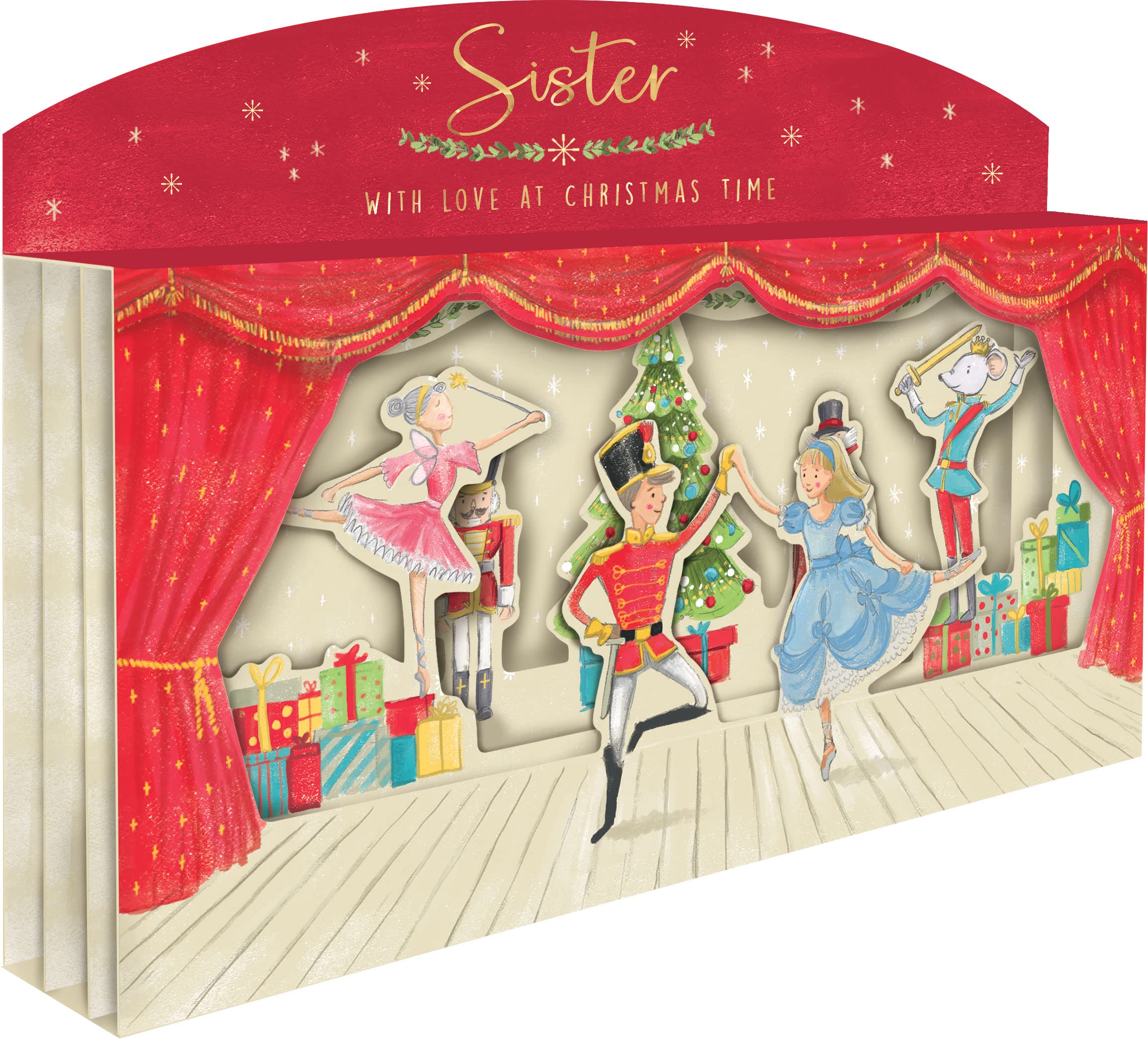 Special Sister Spectacular 3D Nutcracker Scene Christmas Card Freestanding Cards XSPT014