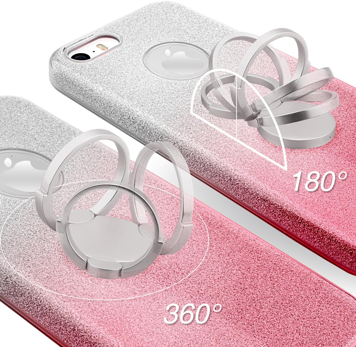 Buy Silverback For Iphone 5s Case Iphone 5s 5 Case Girls Bling Glitter Sparkle Cute Case With 360 Rotating Ring Stand Soft Tpu Outer Cover Hard Pc Inner Skin For