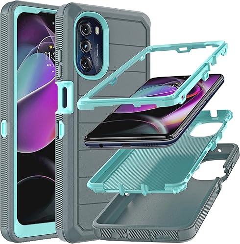 Miniatura 7 de YmhxcY Funda para Moto G 5G 2022 con protector de pantalla integrado, a prueba de caídas, funda duradera de 3 capas, a prueba de golpes, protección