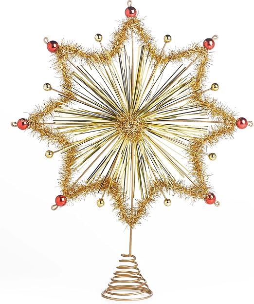 Midwest CBK 12" Gold Tinsel Star Tree Topper Home & Kitchen