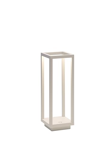 Zafferano, Lampada Home Pro, Lampada da Tavolo Ricaricabile e Senza Fili con Controllo Touch, Adatta per Salotto ed Esterni, Dimmer, 3000 K, Altezza 29,4 cm, Colore Bianco
