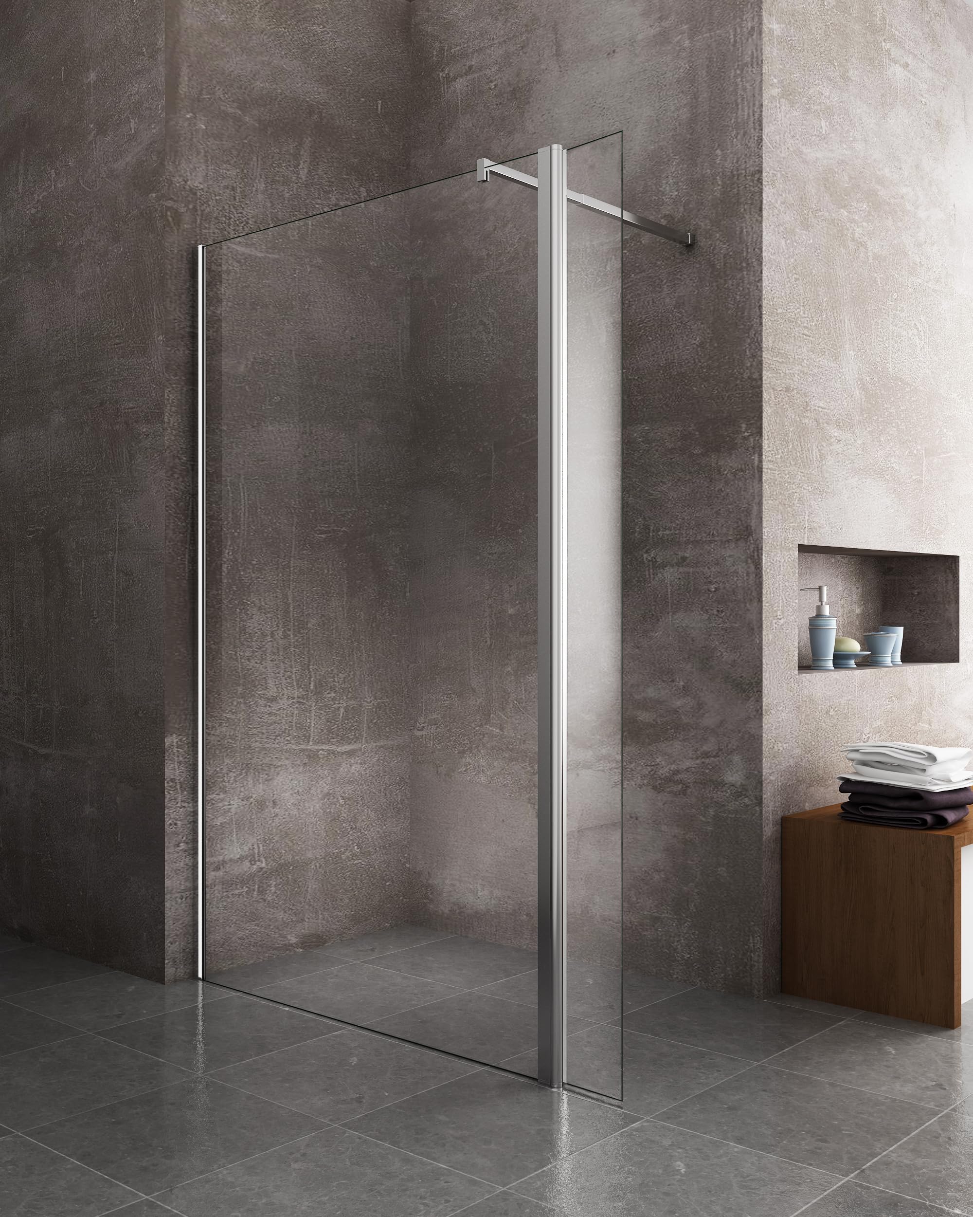 PARETE DOCCIA WALK-IN CON ANTINA GIREVOLE PARASCHIZZI ABBINATA – 8 MM – H 200 ((160-162,5) LASTRA + 120 + ANTINA 40)