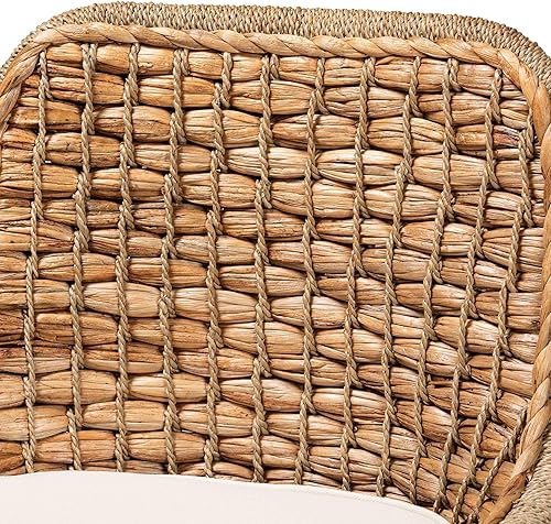 Miniatura 8 de bali & pari Kyle - Silla auxiliar moderna de ratán natural bohemio con respaldo tejido de hierba marina