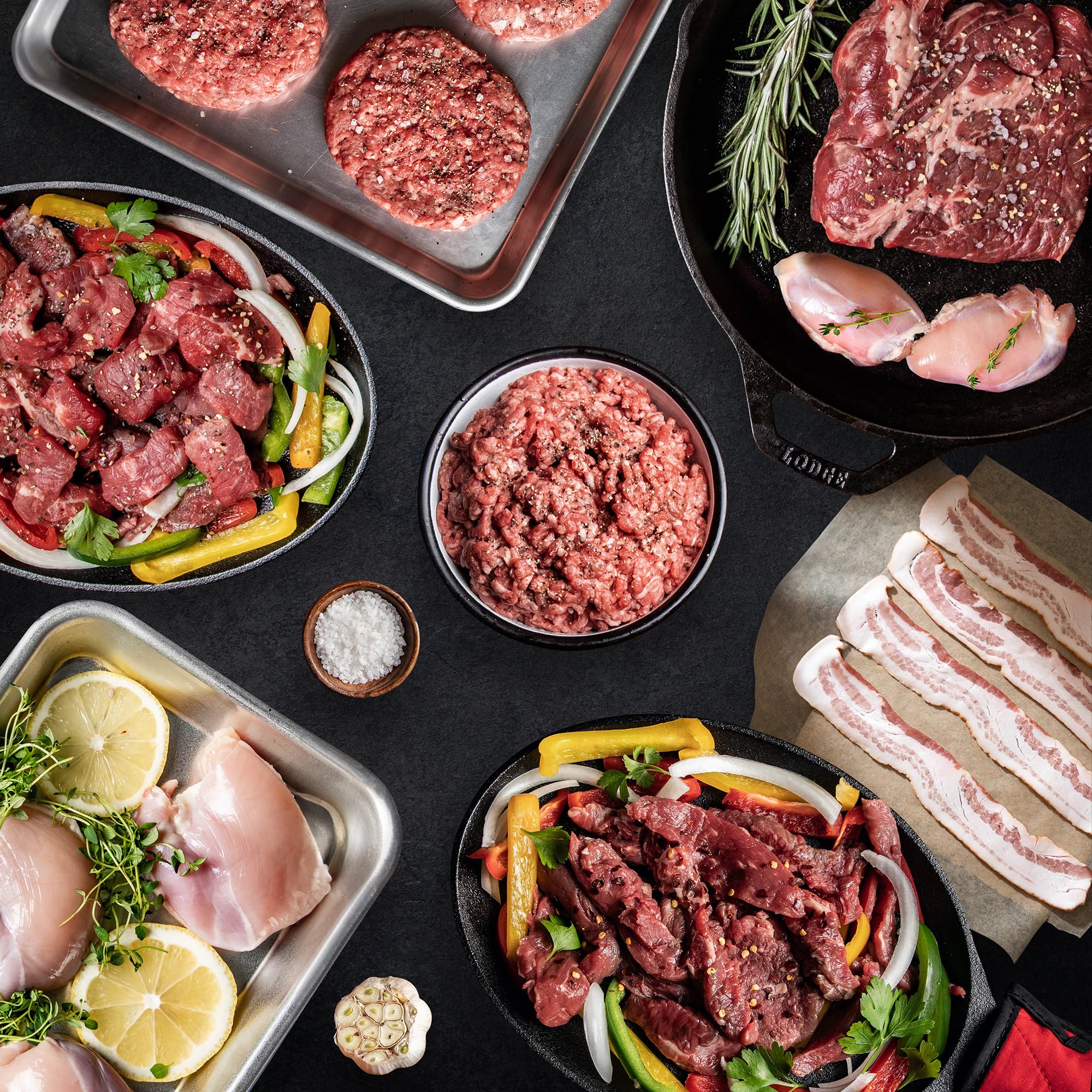 MeatWorks Chef's Variety Meat Package | 16 Items: Air-Chilled Chicken Breasts & Thighs, Bacon, Ground Beef, Steak Sirloin Tips, Fajita Strips & Chuck Roast | Ideal Gift For Boyfriends, Hustbands, Dads | USDA Prime Beef