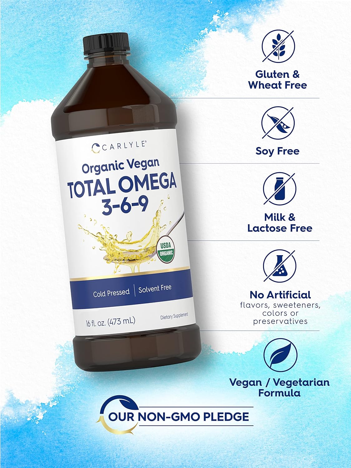 Carlyle Omega 3 6 9 | 16 fl oz | Cold Pressed | Certified Organic, Vegan Supplement | Vegetarian, Non-GMO, Gluten Free, and Solvent Free - Image 4