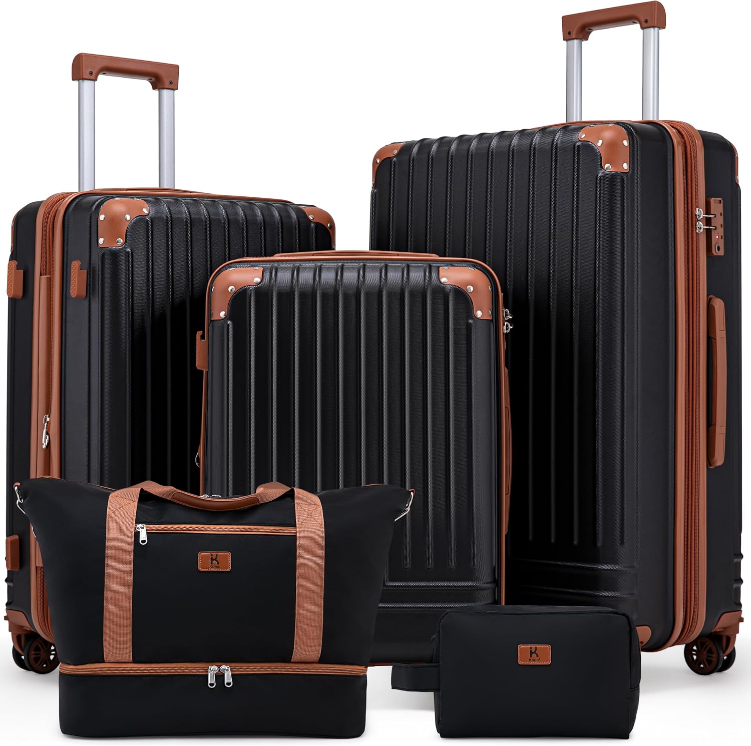 KUNEL Luggage Sets 5 Piece, Hardshell Expandable Suitcase, 20/24/28inch