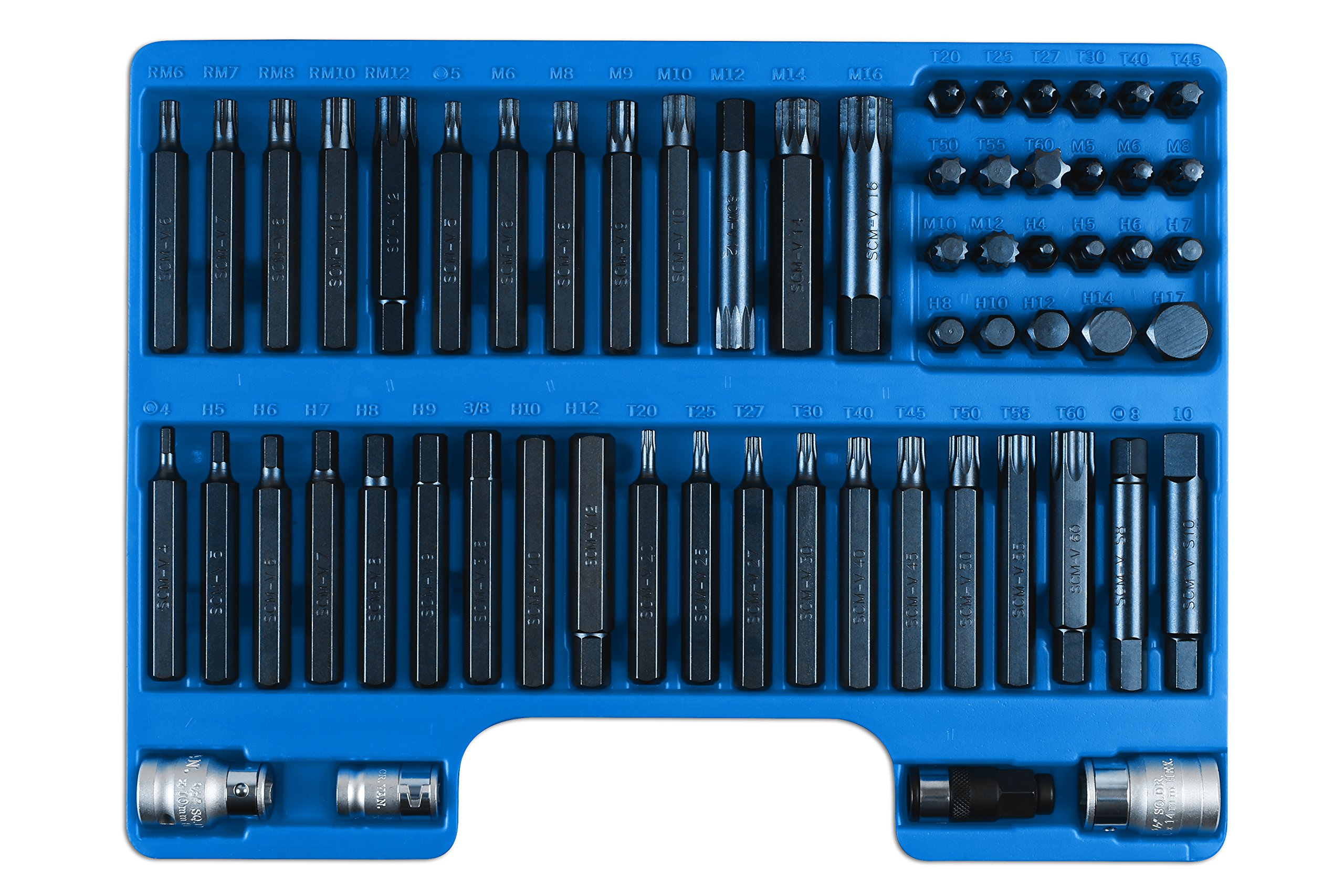 Laser 7012 Professional Bit Set 3/8"D, 1/2"D 60pc, Black With Blue Case, Variety Pack - Image 3