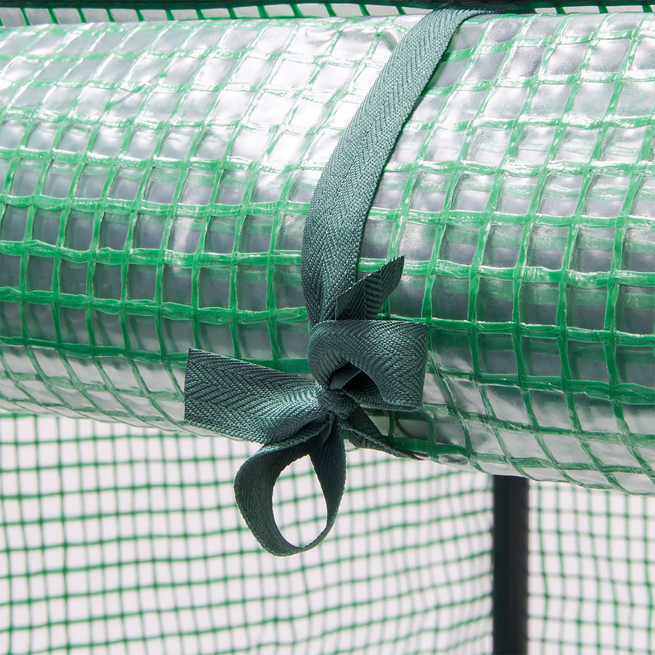 Relaxdays Serra Praticabile, Fogli di PE, HxLxP: 195x140x140 cm, 8 Ripiani, Giardino e Orto, 8 Picchetti e Corda, Verde