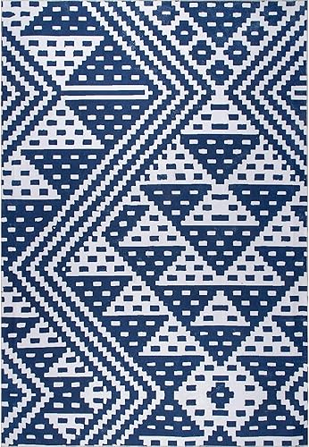 Miniatura 3 de nuLOOM Chiara - Alfombra geométrica moderna ultra fina lavable a máquina, 5 x 8 pies, azul marino