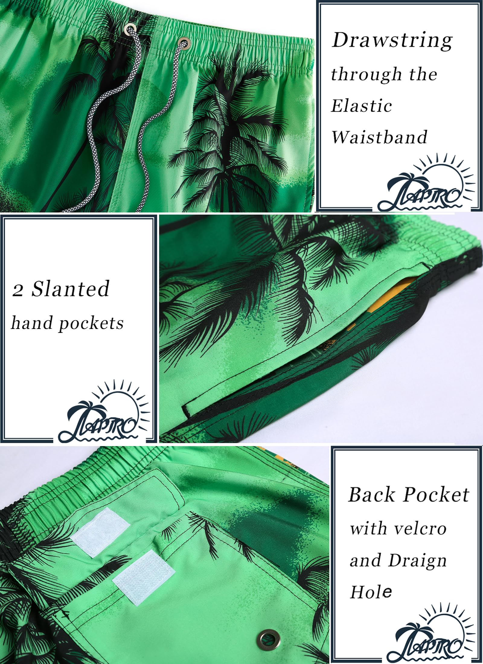 APTRO Costumi Pantaloncini da Bagno Uomo Mare Surf Piscina Stampa Hawaiana Estiva Grande Asciugatura Rapida con Fodera in Rete