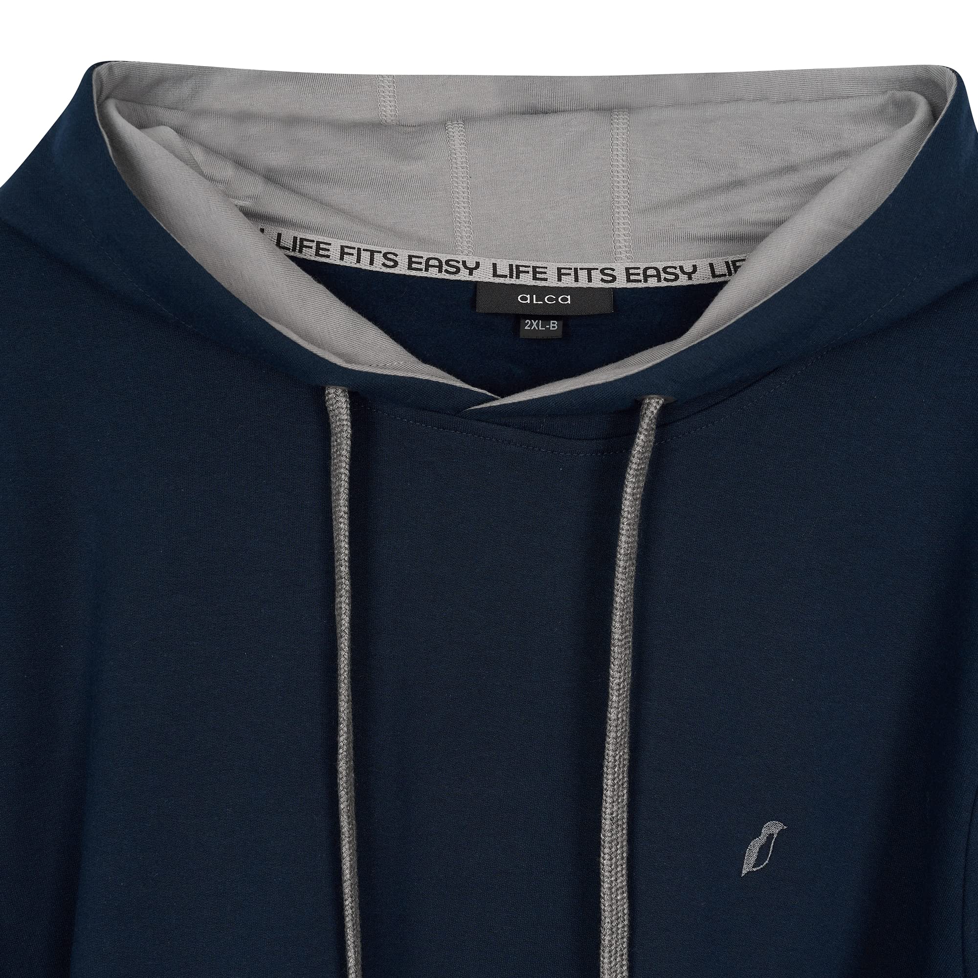 Alca Sudadera con capucha para hombres con talla grande, contorno abdominal, talla XXL-8XL, sudadera con capucha y cuello redondo, color azul