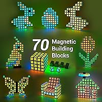 Vista 5 de TOSY Magnet Cube 4x4 - 70 Blocks, 560 Magnets, Easter Birthday Gifts for Kids, Multipurpose: Creative Building Blocks, Transformable Fidget Spinner