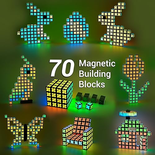 Miniatura 5 de TOSY Magnet Cube 4x4 - 70 Blocks, 560 Magnets, Easter Birthday Gifts for Kids, Multipurpose: Creative Building Blocks, Transformable Fidget Spinner,
