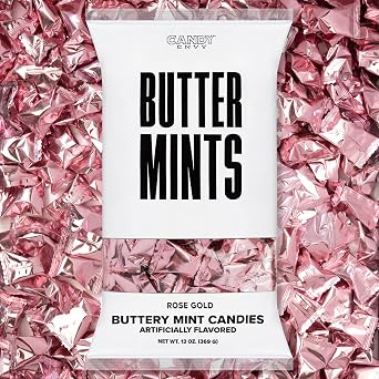Rose Gold Foil Buttermints - 13 oz. Bag - Approximately 100 Individually Wrapped Mint Candy