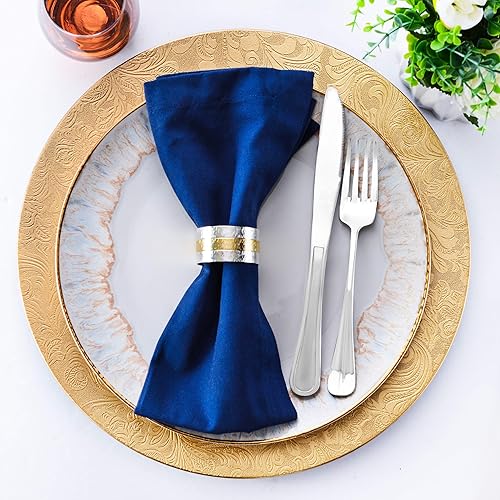 Miniatura 7 de Bajoplatos dorados florales  Cargadores elegantes de 13 pulgadas  Juego de 6  Para vajilla y cuencos de sopa de tamaño pequeño a regular  Adecuado