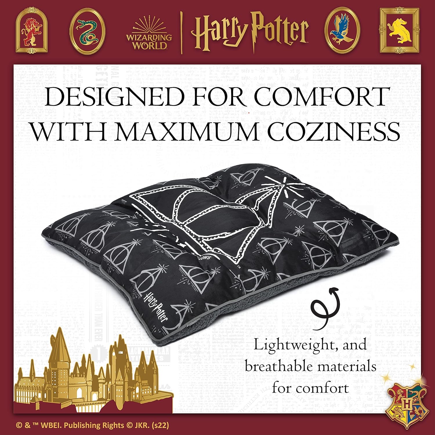 review Harry Potter Deathly Hallows Bed for Dogs | Durable Washable Dog Bed from, Deathly Hallows Plush Washable Dog Bed | Soft and Plush Dog Bed, Dog Bed, One Size, (FF19688)