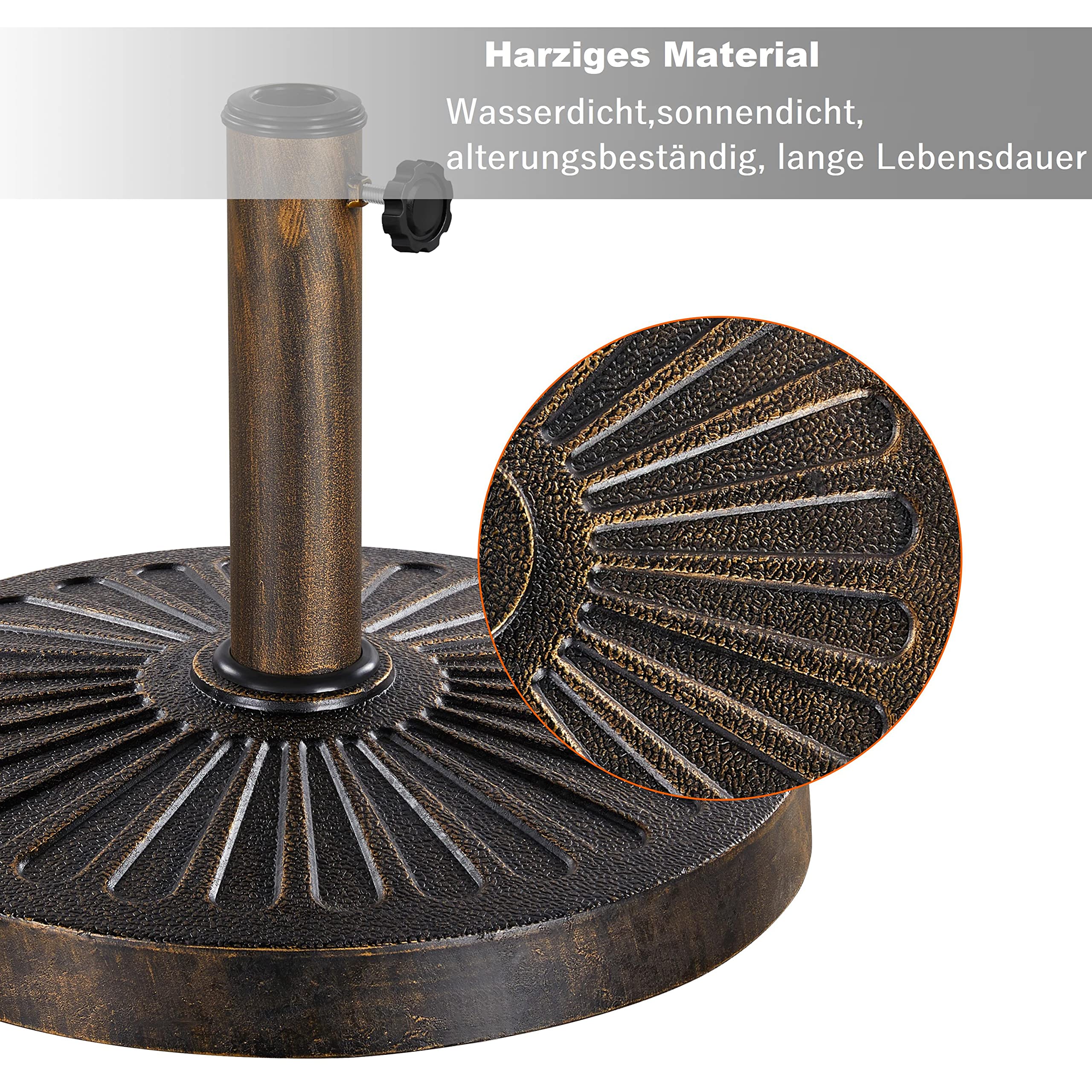 Yaheetech Sonnenschirmständer Garten Schirmhalter Schirmgewicht Rund Balkonschirmständer für Schirmstöcke bis 38/48 mm, 14 KG
