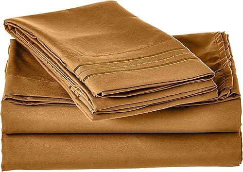 Miniatura 5 de CELINE LINEN Juego de sábanas de 4 piezas, calidad de hotel súper suave, resistente a las arrugas y a la decoloración, hermoso diseño en fundas de