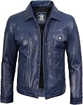 Vintage Leather Jacket Men - Trucker Style Real Lambskin Mens Leather Jackets