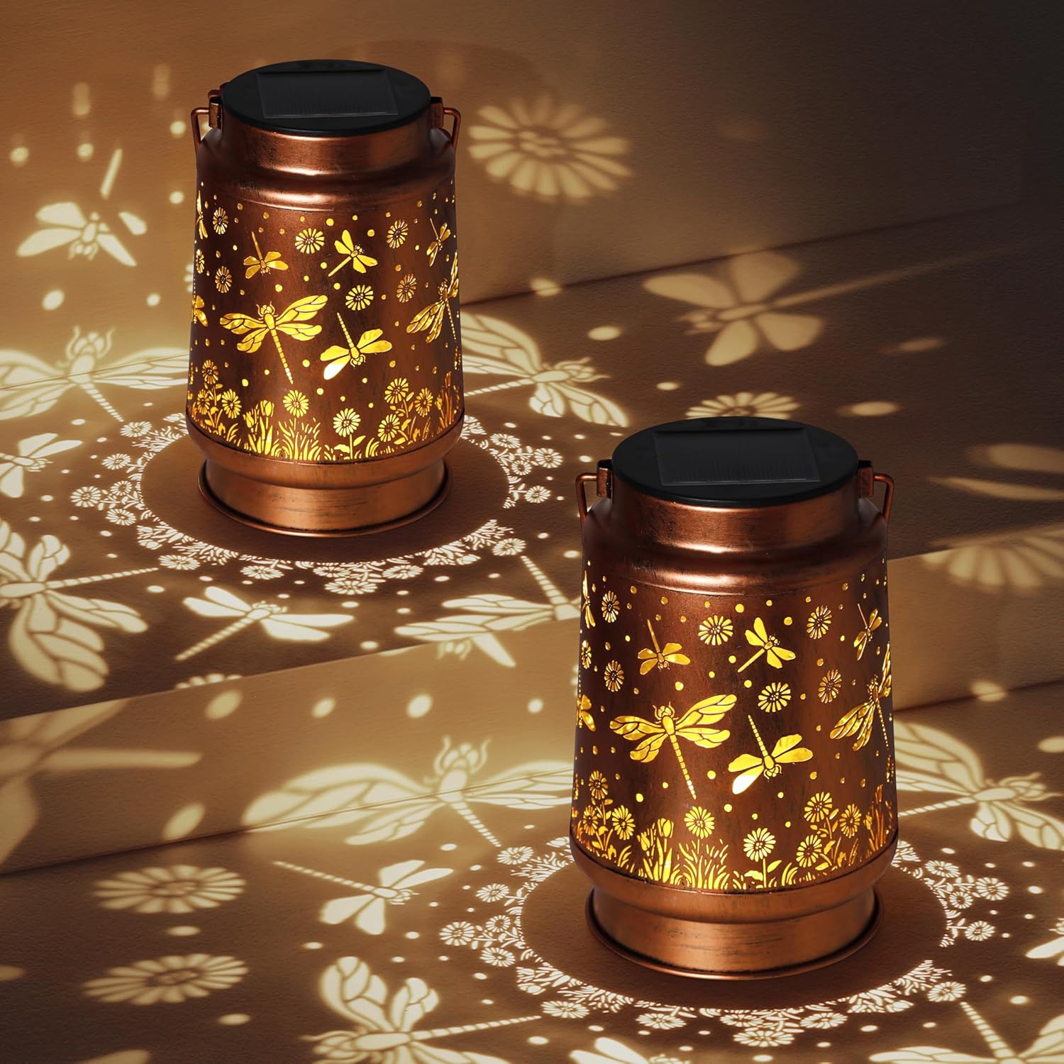 Solar Lanterns Outdoor Waterproof Dragonfly Garden Decor Gifts for Women Mom Grandma Hanging Solar Lights Metal Solar Decoration Outside for Yard,Patio,Backyard,Porch