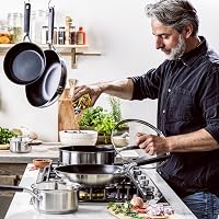 KitchenAid Classic Rozsdamentes Acél Serpenyő 26 cm Kerámia Tapadásmentes Bevonattal, Üvegfedővel, Indukciós, Mosogatógépben Mosható 3