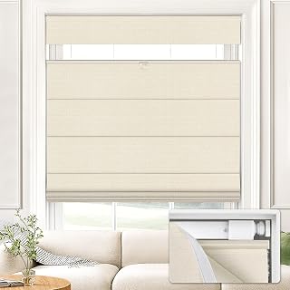 UNISHADES No Drill Top Down Bottom Up Roman Shades, 39×64in, Beige