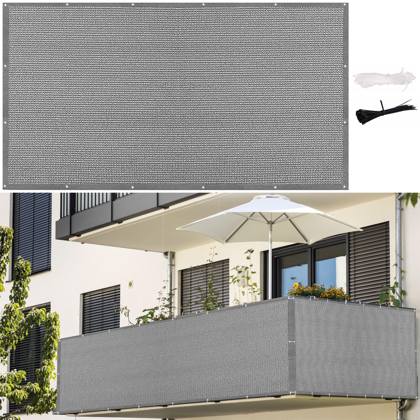 Brise vue occultant et respirant anti-UV 120x1000 cm avec œillets renforcés