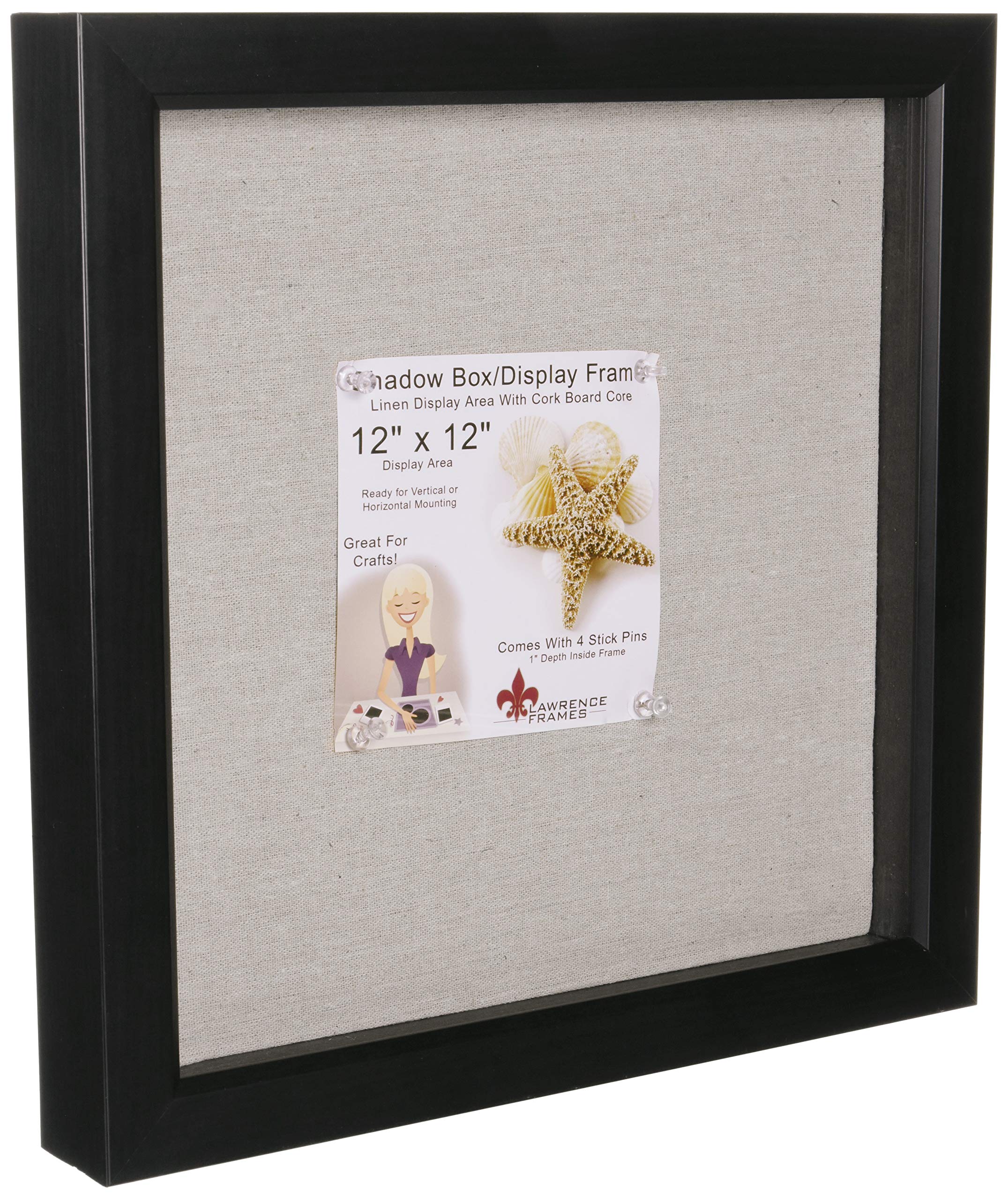 Buy Lawrence Frames 168012 12 by 12Inch Black Shadow Box Frame, Linen