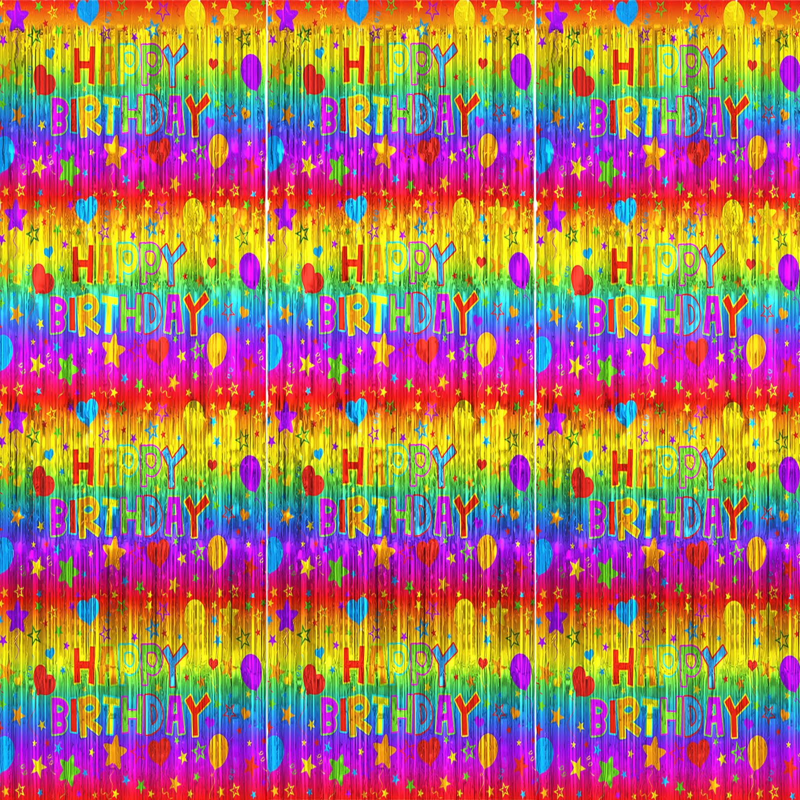 Avezano 3 Pack Foil Curtain Backdrop Rainbow Metallic Tinsel Foil Fringe Curtains Photo Booth Props for Birthday Celebration Party Decorations