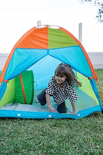 Vista 16 de Pacific Play Tents 20418 Neon Hide-Me Dome - Combo de tienda de campaña y túnel, tienda de campaña de 48 x 48 x 42 pulgadas de alto, túnel de 4 pies