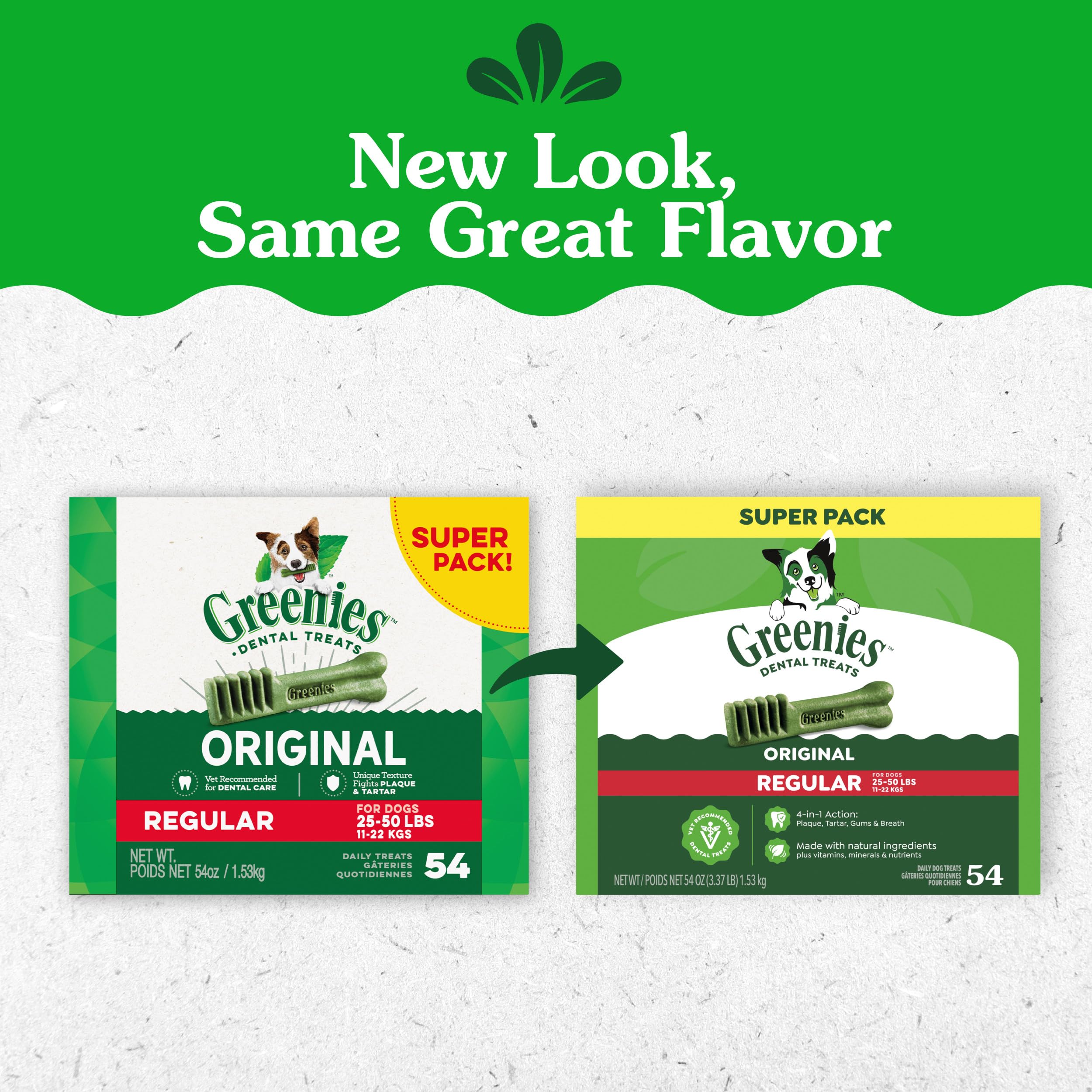 Greenies Veterinarian-Recommended Adult Natural Dental Dog Treats Regular Size, Dog Dental Chews, Original Flavor, 54 oz. Pack, 54 Count - image 2