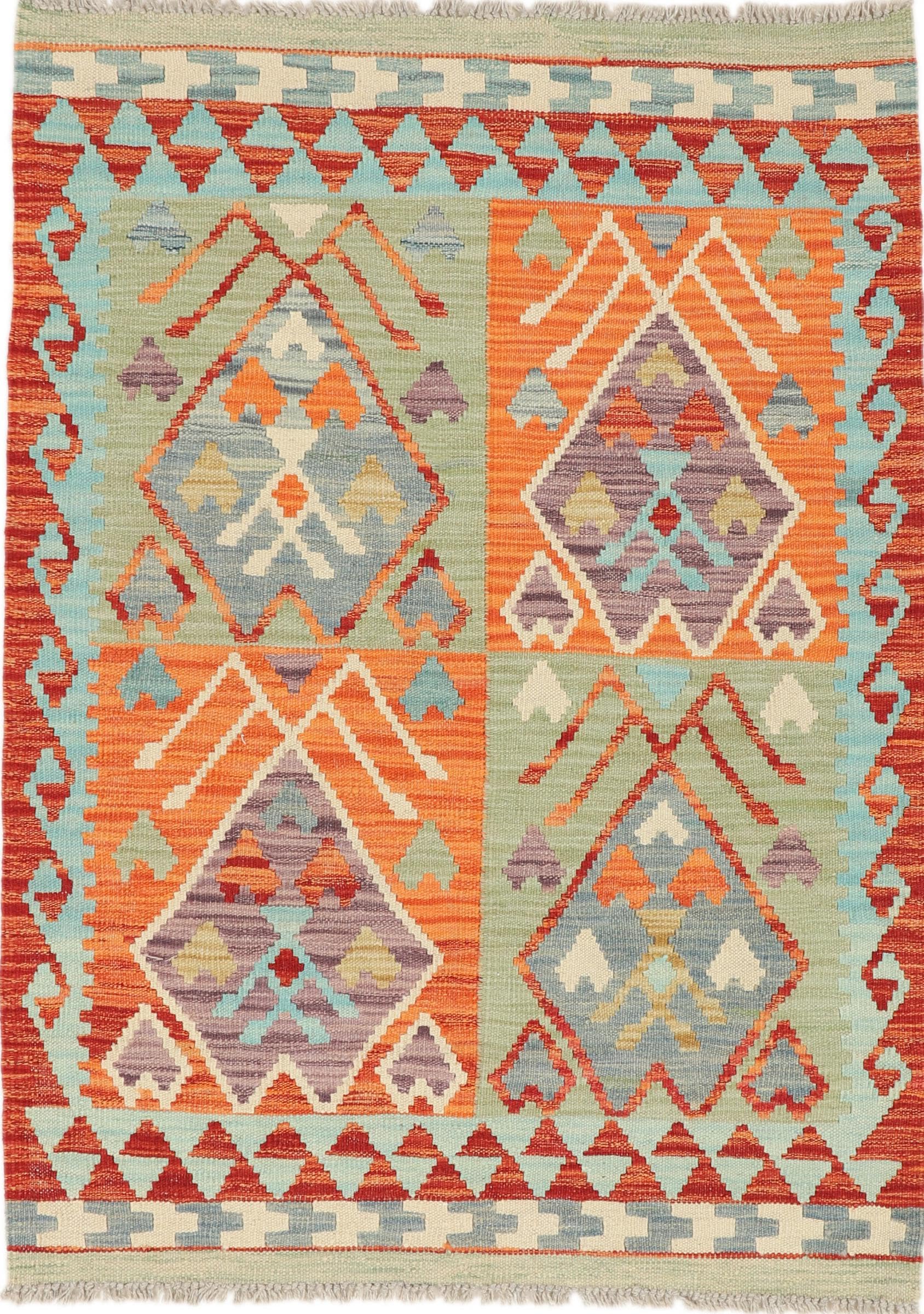 Tapis d'Orient Kilim Afghan 91x126 en laine pour embellir un sol froid et terne