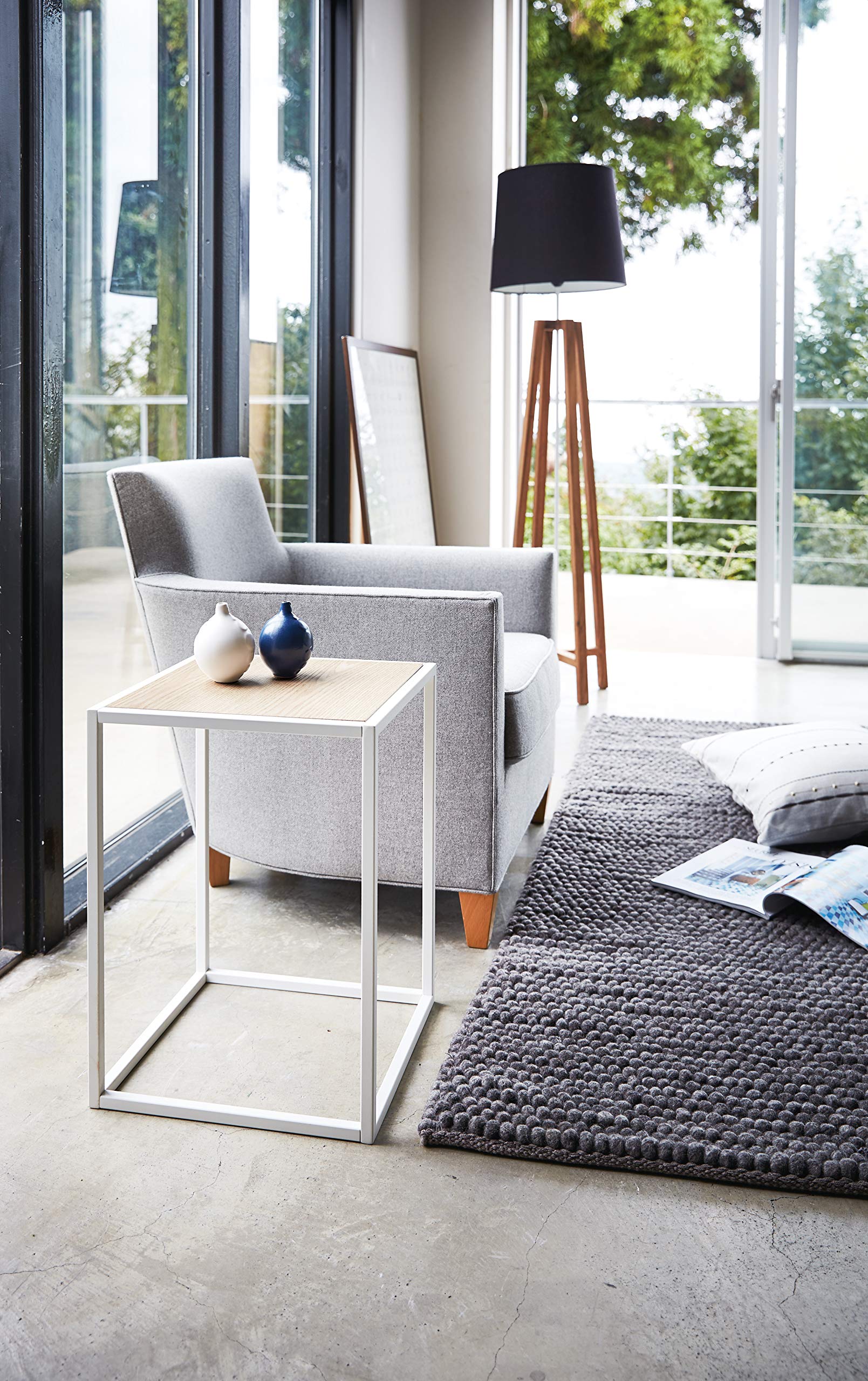 スクエアテーブル/サイドテーブル Amazon｜山崎実業 テーブル サイドテーブル タワー スクエア ホワイト