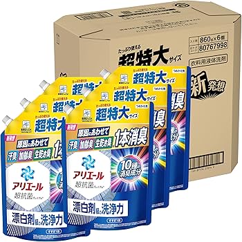Amazon.co.jp: アリエール 洗濯洗剤 液体 詰め替え 860g×6袋 漂白剤級