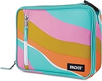 Vista 14 de PackIt Lonchera congelable clásica, cielo azul, construida con tecnología EcoFreeze, plegable, reutilizable, cierre con cremallera con bolsillo