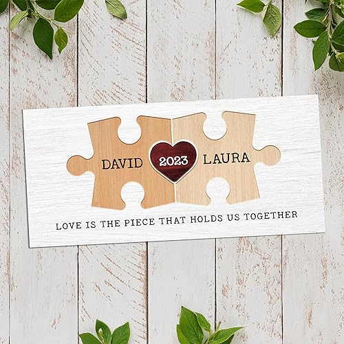Miniatura 7 de LOVE The Piece That Hold us Together regalos del día de San Valentín para ella cartel personalizado de pareja con nombres fecha y texto piezas de