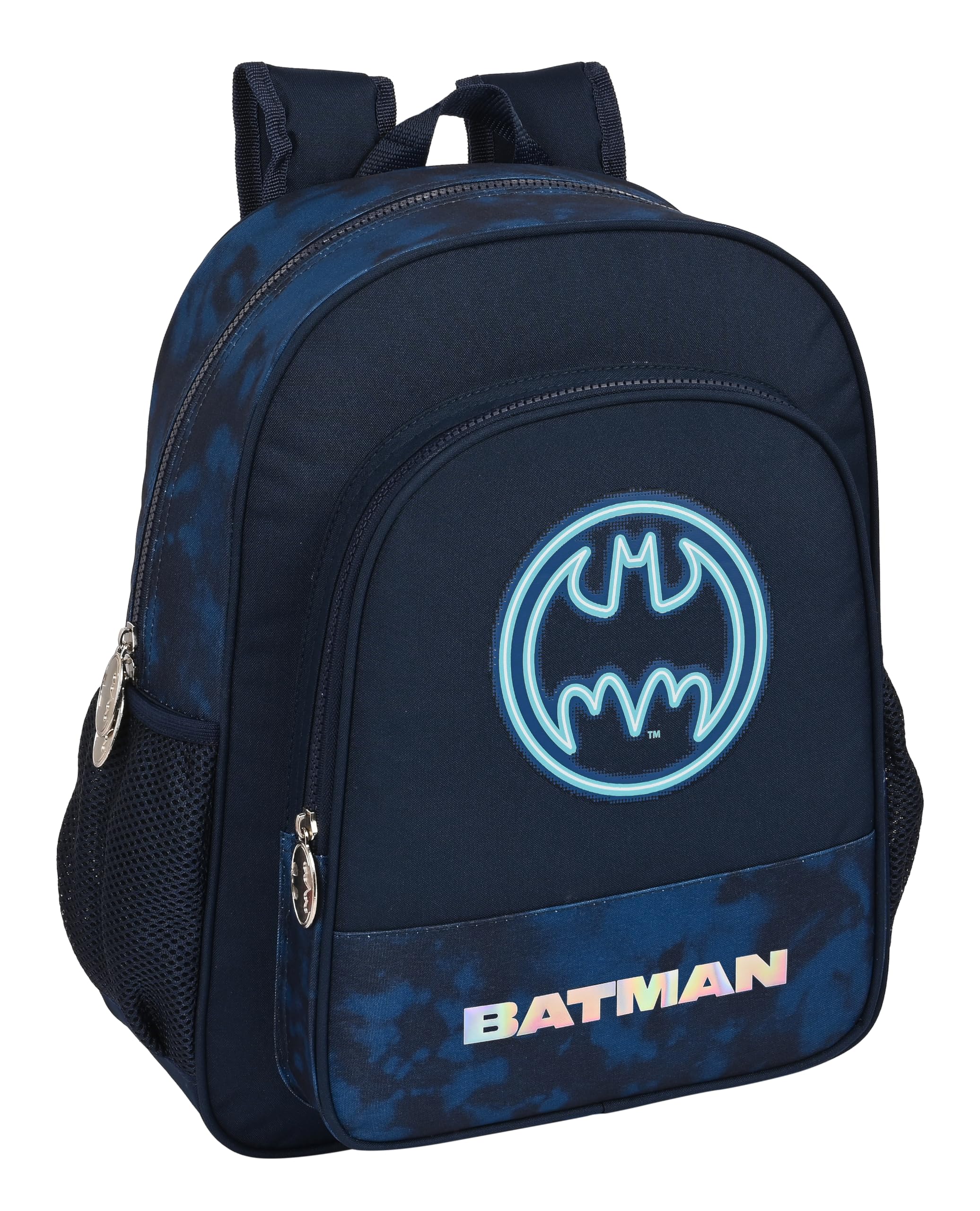 Safta BATMAN LEGENDARY - Mochila Escolar Niño, Mochila Infantil, Adaptable a Carro, Ideal para Niños en Edad Escolar, Cómoda y Versátil, Calidad y Resistencia, 32x12x38 cm, Color Azul Marino