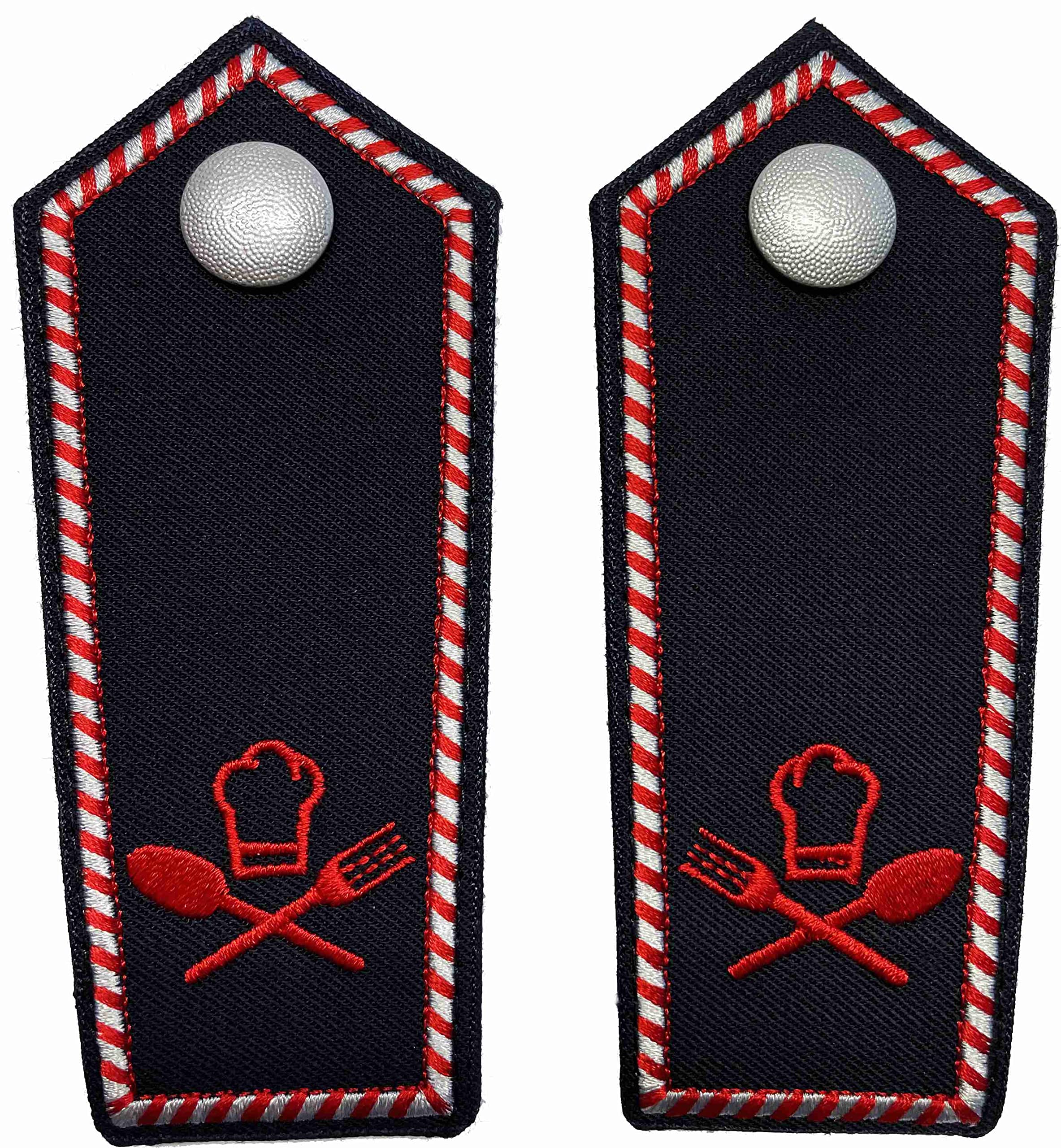 Dienstgrad-Schulterklappen NRW Spezial mit Knöpfen: Sous-Chef (rot/silber)