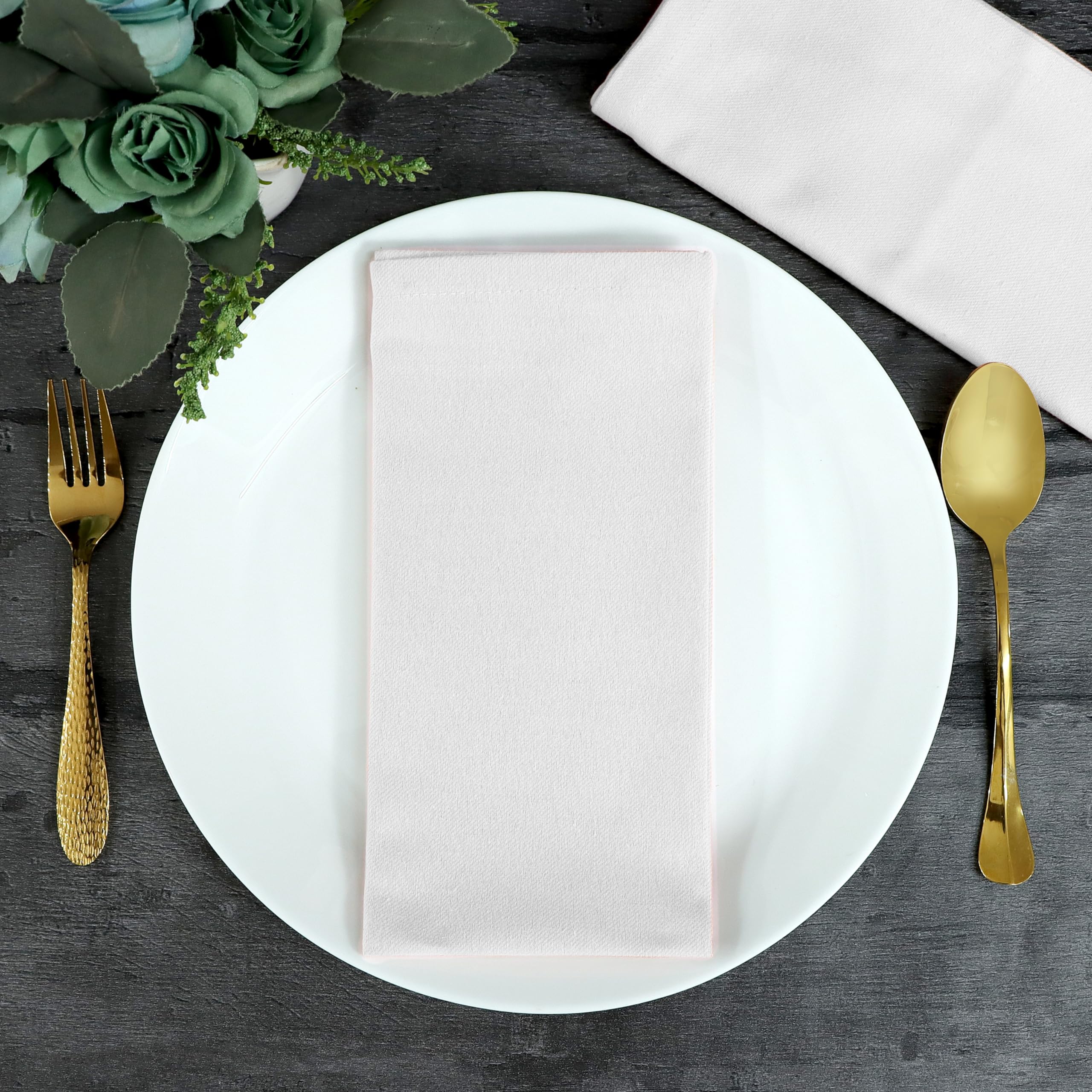 FINGERCRAFT Cloth Dinner Napkins Cotton Fabric Soft White Color Set of 12 Plain Reusable Washable for Dining Home Table Decoration 18x18 Inch - Image 3