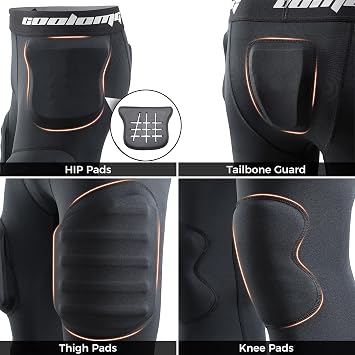 COOLOMG Youth Football Girdle 7-Pad for Knee Thigh Hip Tailbone Protection