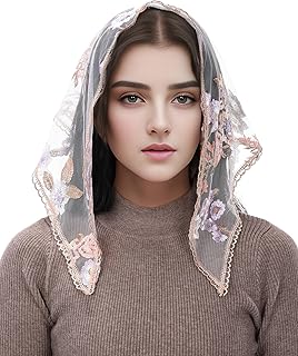 Small Triangle Chapel Veil: Vintage Inspired Lace Mantilla Veils for Church Latin Mass Catholic Head Scarf for Women