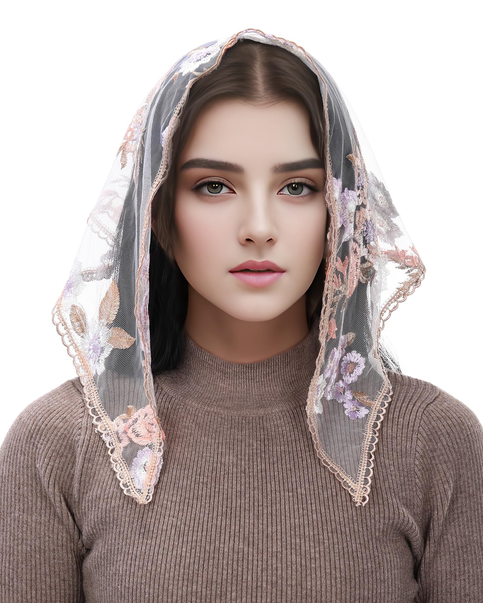 Mantveil Small Triangle Chapel Veil: Vintage Inspired Lace Mantilla Veils for Church Latin Mass Catholic Head Scarf for Women
