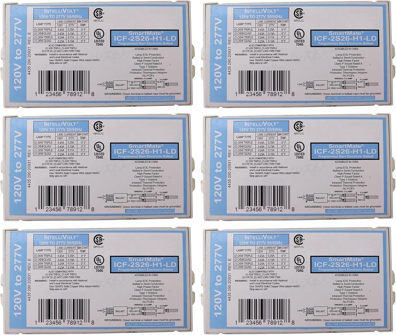 OHLECTRIC Replacement for ICF-2S26-H1-LD Compact Fluorescent Ballast (6 Pack) | Programmed Start Electronic Ballast, 120/277 Volt