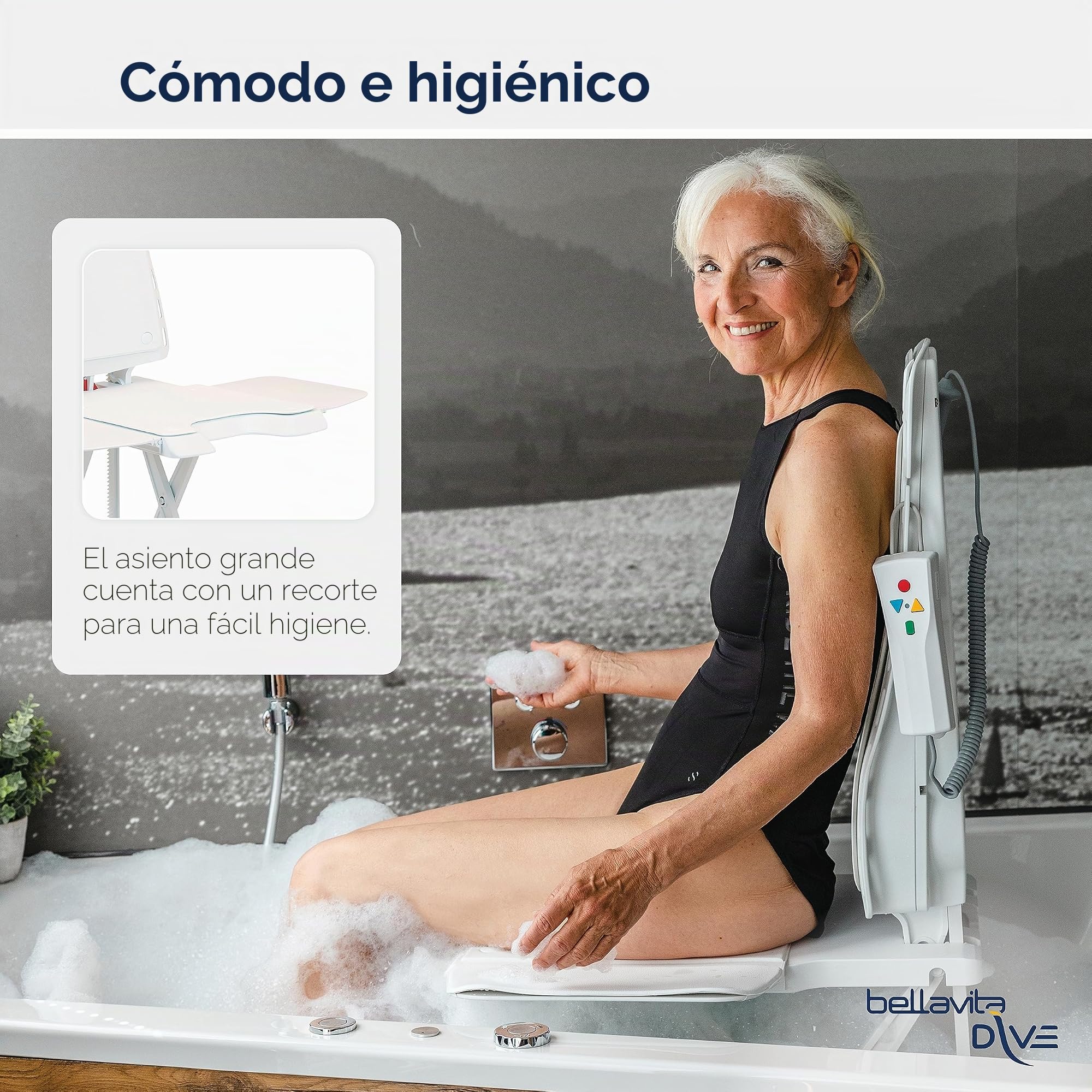 Drive Medical Bellavita Auto - Silla de bañera elevadora, Color Blanco