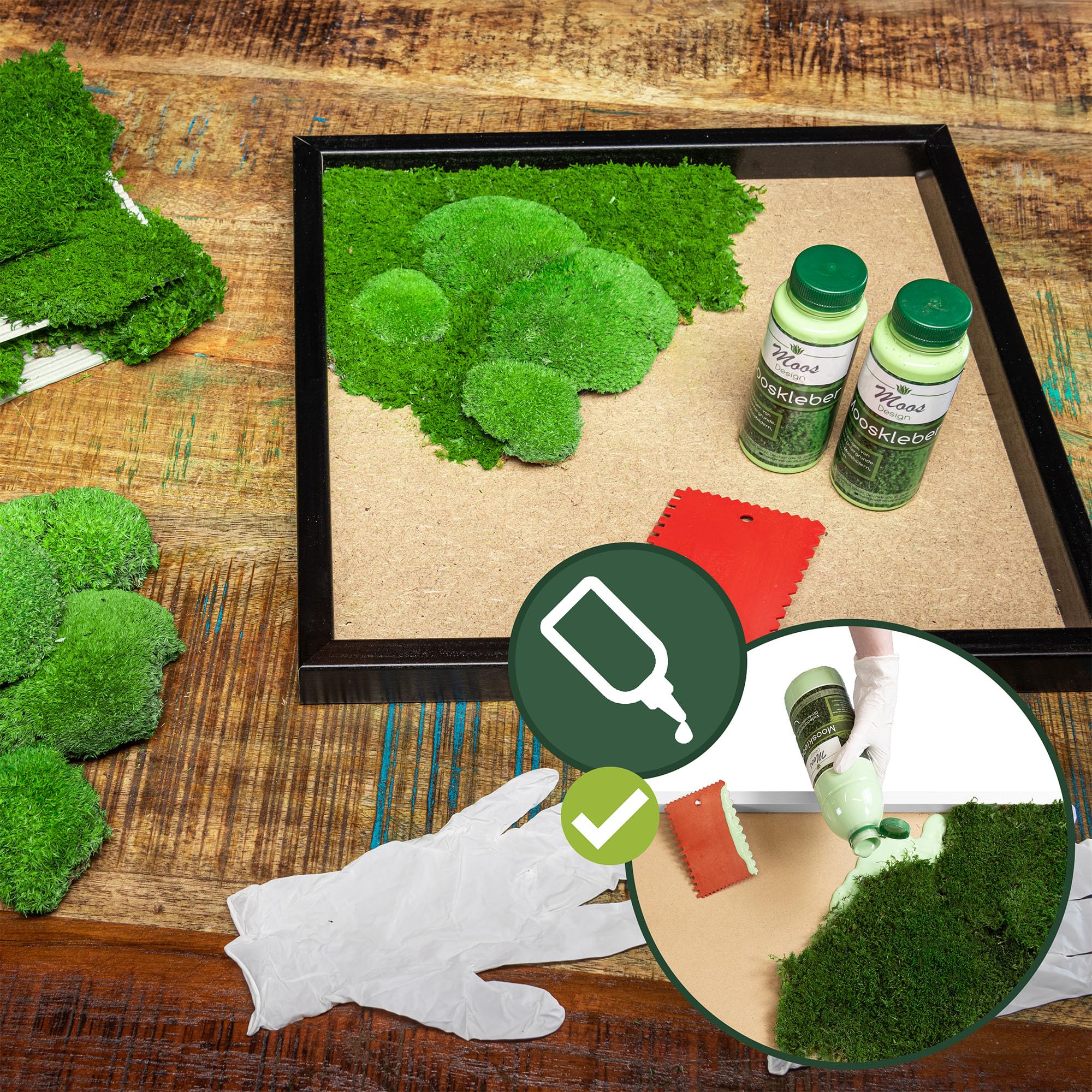 Moos Design | Colla per muschio 3 L | Colla liquida per quadri, pareti e floristica | Asciugatura lenta per regolazione facile | Idrosolubile, forte tenuta, facile da usare
